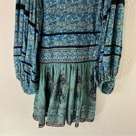 Free People Luna Scarf Print Tunic Top in Ocean Blue - Picture 10 of 12